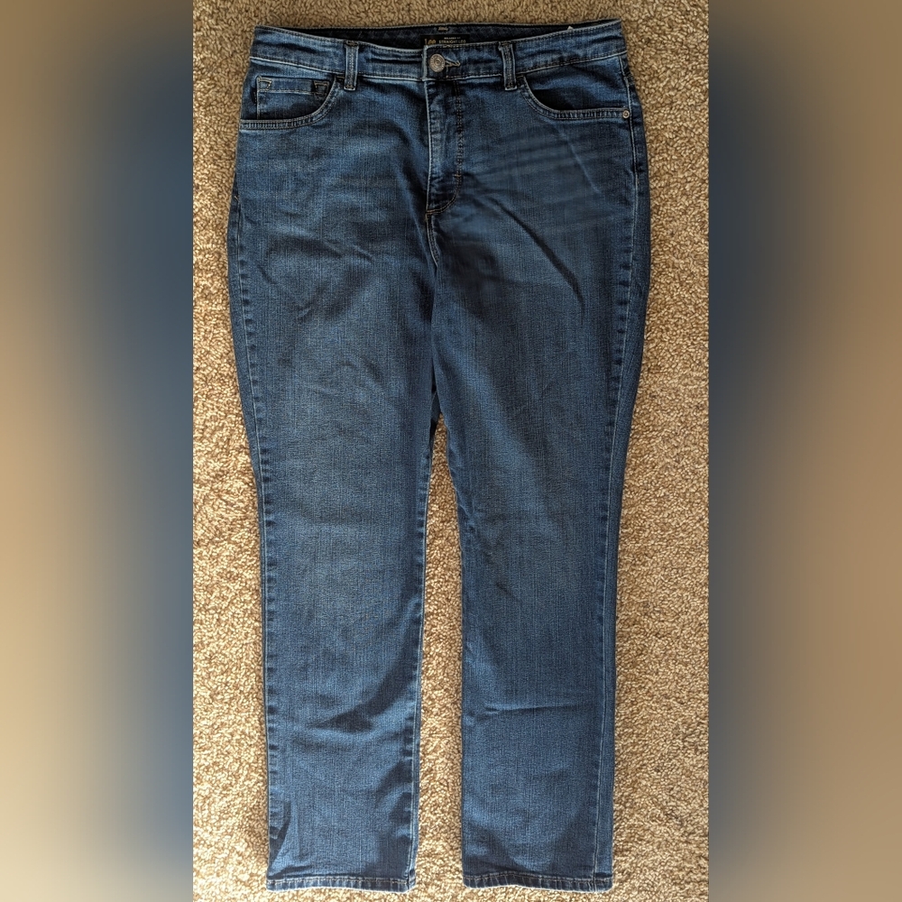 12 Medium Lee Blue Jeans High Rise Relaxed Fit Straight Leg, Slimming